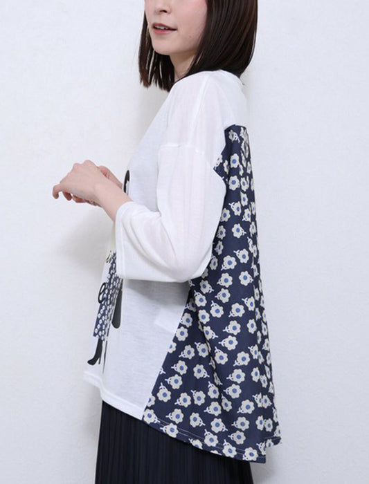 女の子プリント切替Tシャツ