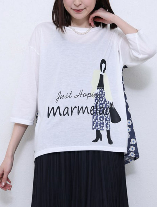 女の子プリント切替Tシャツ