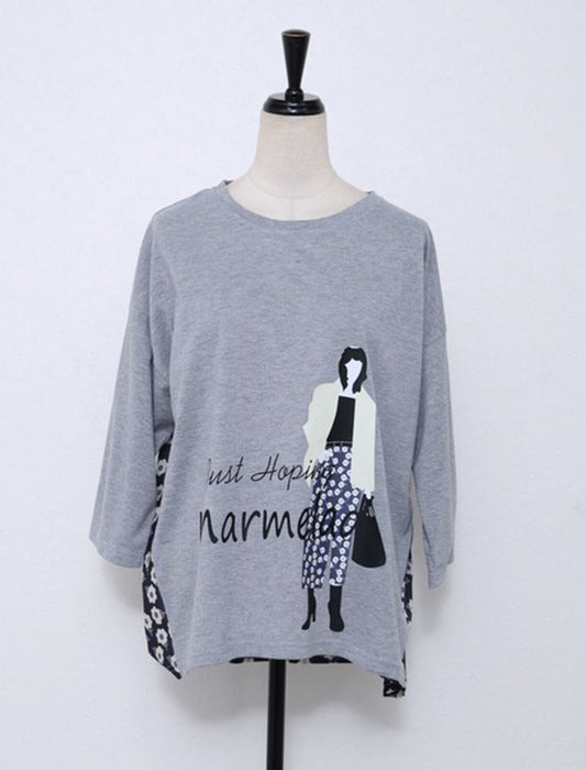 女の子プリント切替Tシャツ