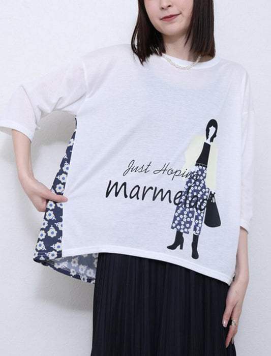 女の子プリント切替Tシャツ