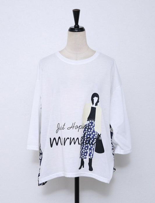 女の子プリント切替Tシャツ