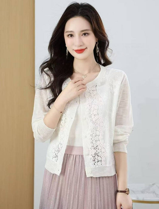 レースフェミニンカーディガン　