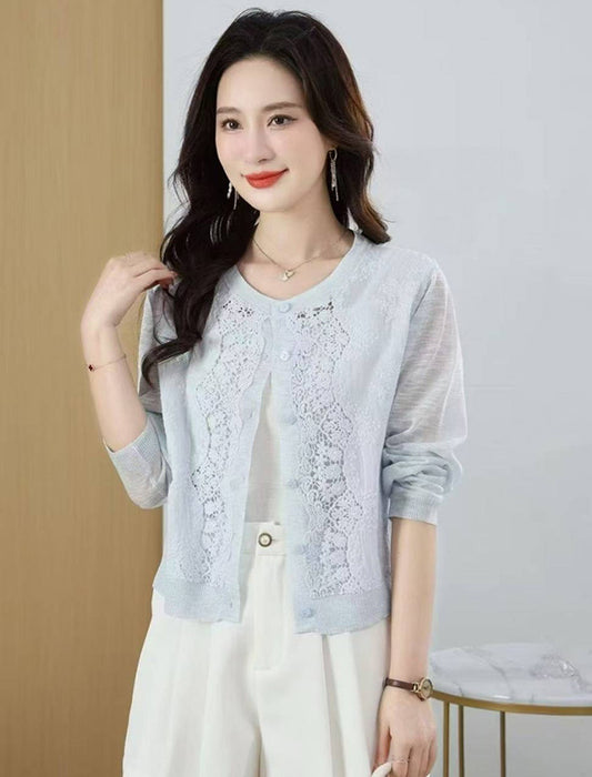 レースフェミニンカーディガン　