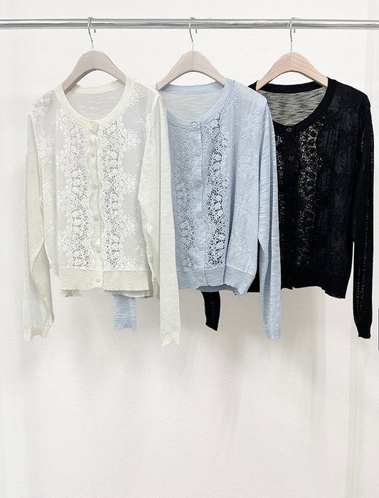 レースフェミニンカーディガン　