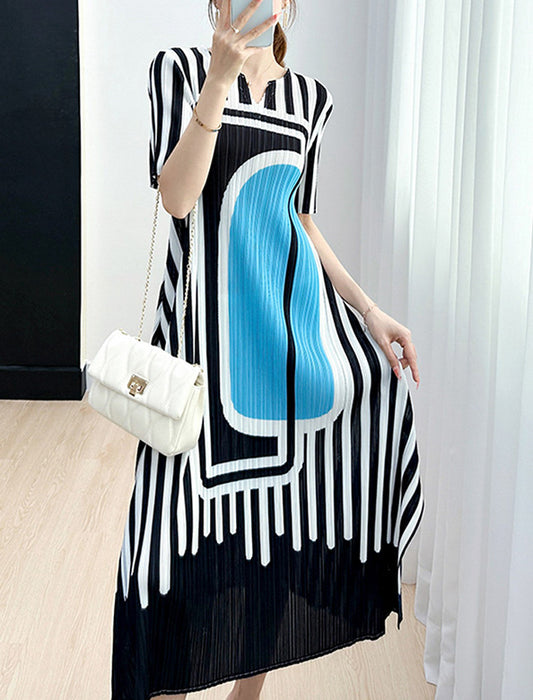 アートプリント プリーツワンピース