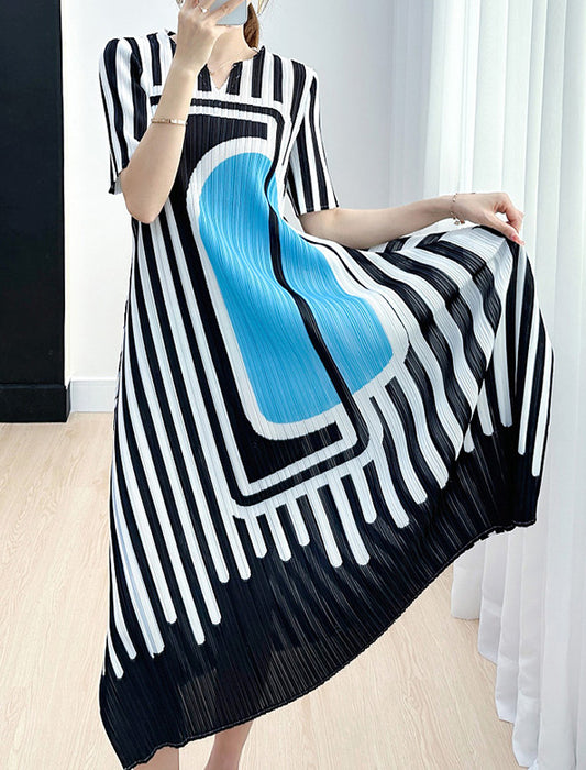 アートプリント プリーツワンピース
