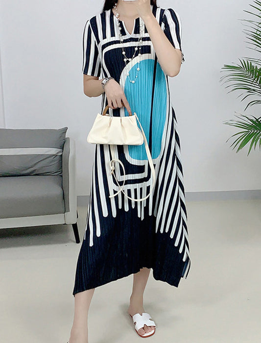 アートプリント プリーツワンピース