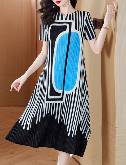 アートプリント プリーツワンピース