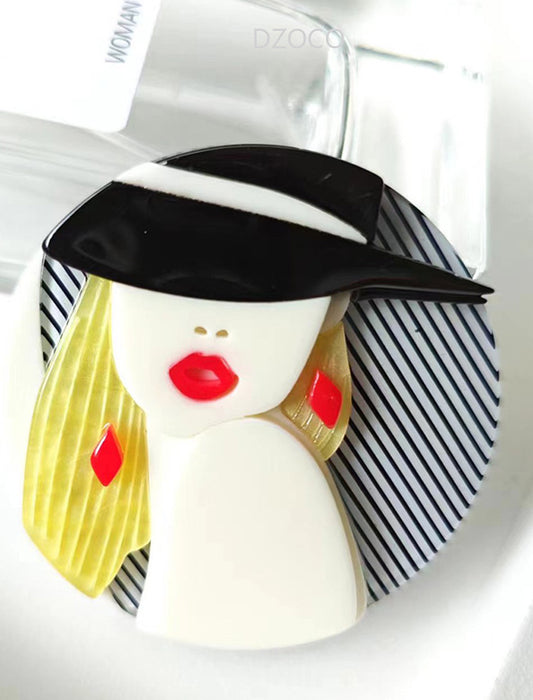 レトロレディのアートブローチ　