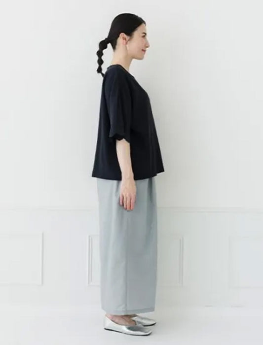 コットンリネン袖レースブラウス