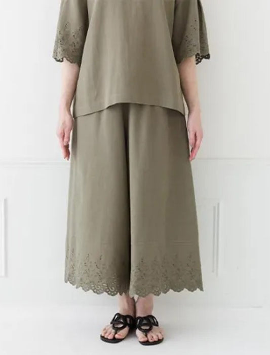 コットンリネン裾パンツ