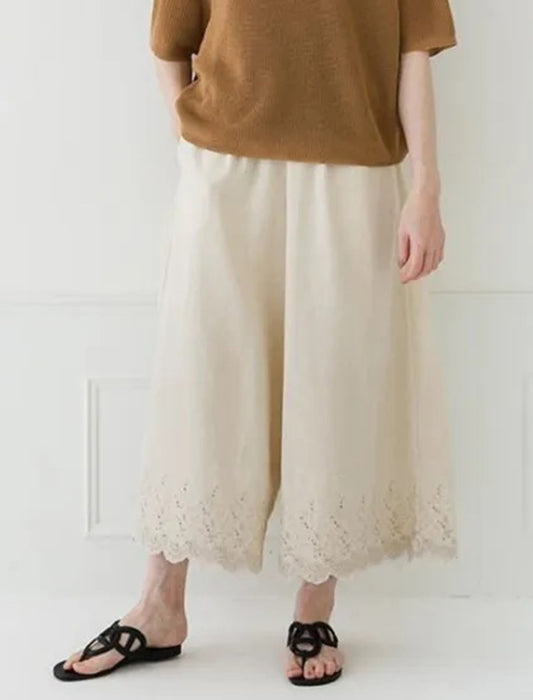 コットンリネン裾パンツ