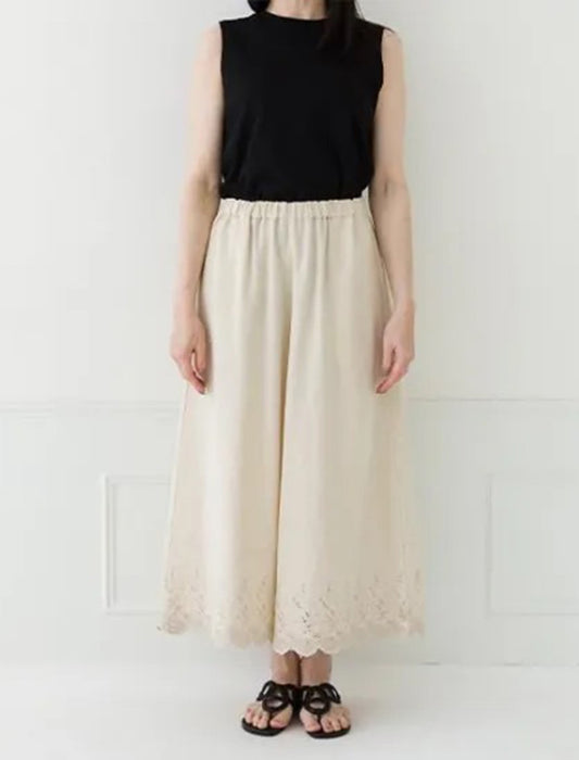 コットンリネン裾パンツ