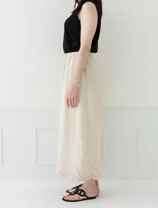 コットンリネン裾パンツ