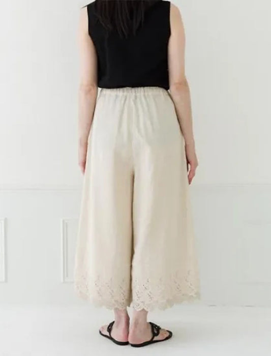 コットンリネン裾パンツ