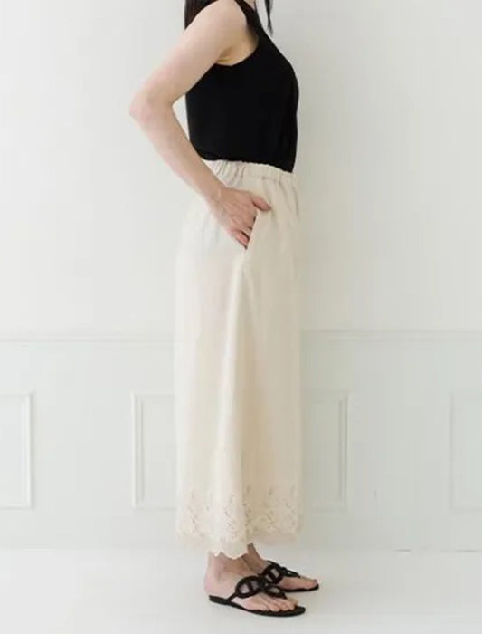 コットンリネン裾パンツ