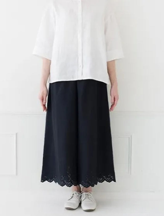 コットンリネン裾パンツ