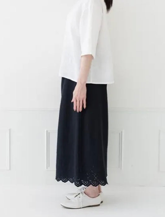 コットンリネン裾パンツ