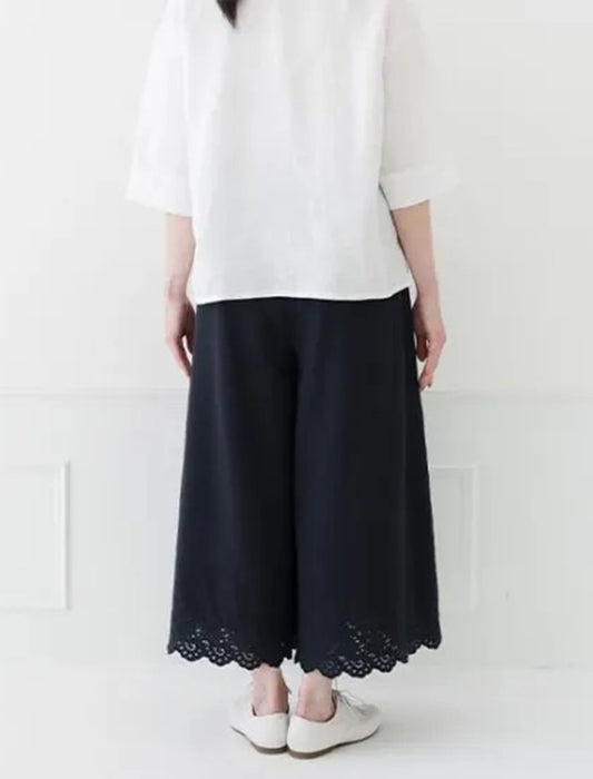 コットンリネン裾パンツ