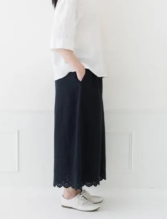 コットンリネン裾パンツ