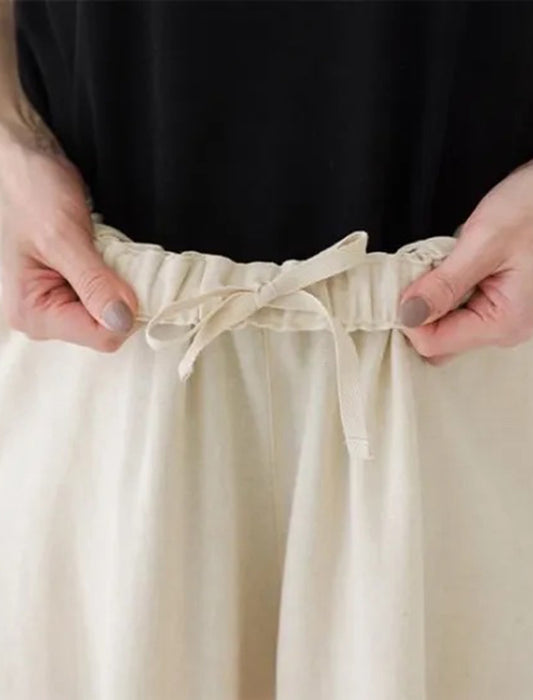 コットンリネン裾パンツ