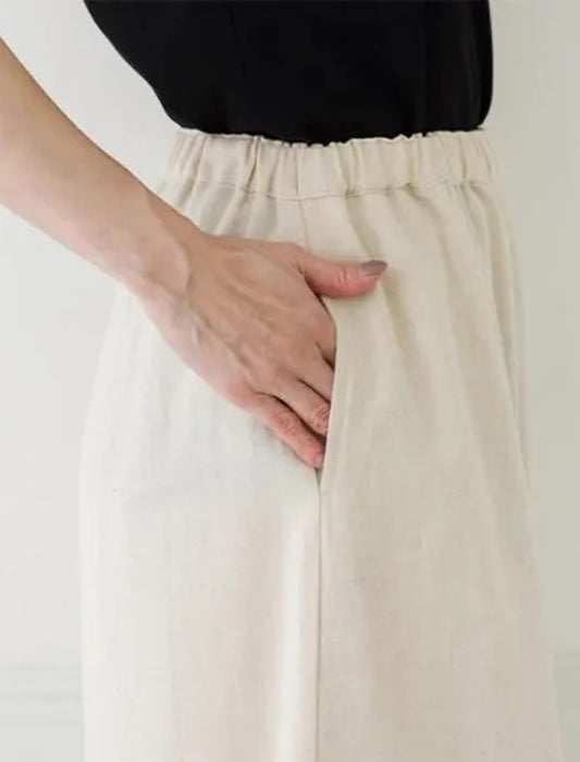 コットンリネン裾パンツ