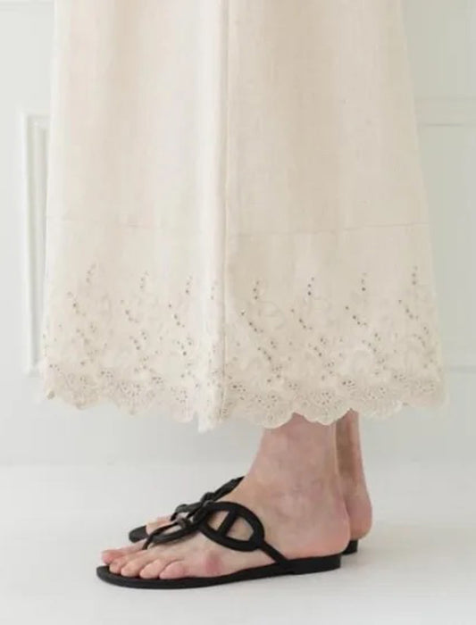 コットンリネン裾パンツ