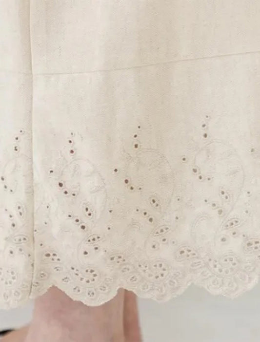 コットンリネン裾パンツ