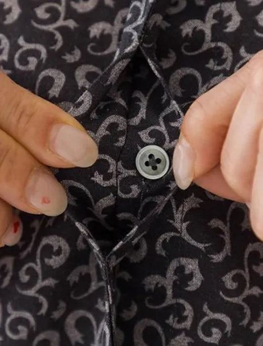 綿麻プリントシャツワンピース