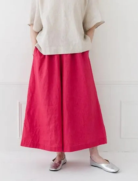 リネン楽ちんワイドパンツ