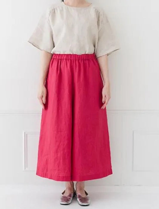 リネン楽ちんワイドパンツ