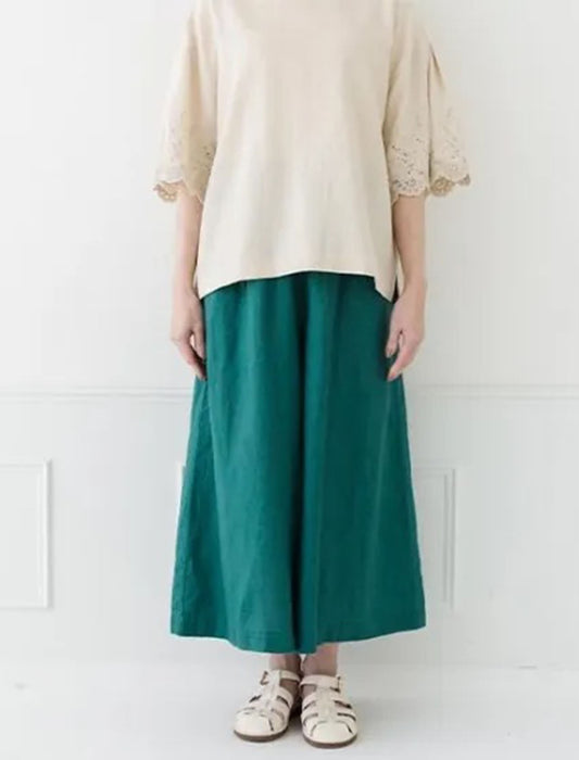 リネン楽ちんワイドパンツ