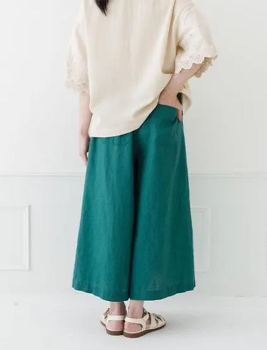 リネン楽ちんワイドパンツ