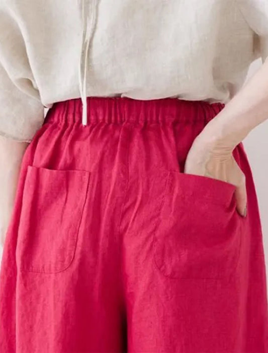 リネン楽ちんワイドパンツ