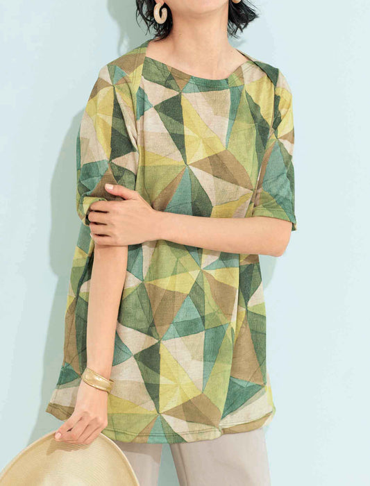 【受注】日本製麻混プリントチュニック