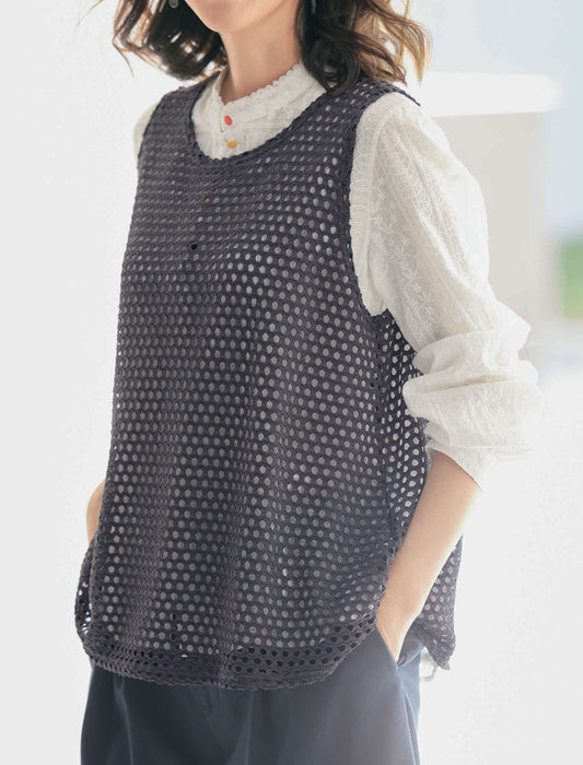 【受注】綿混ドットジャカードストレッチプルオーバー