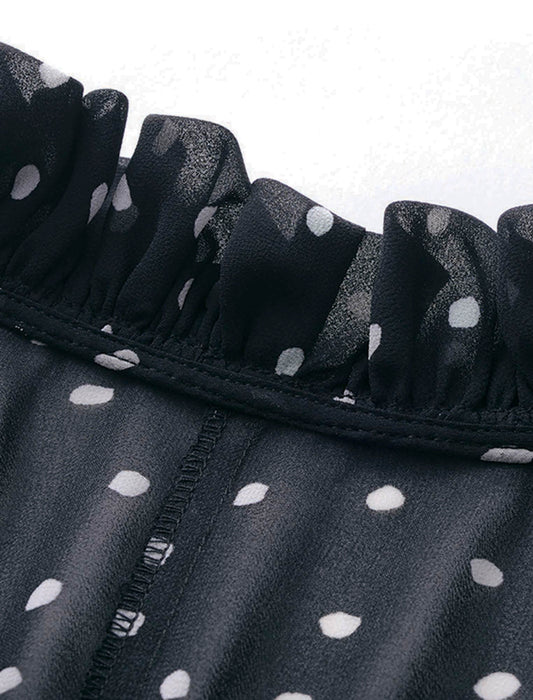 【受注】ドットシフォンフリル衿ブラウス