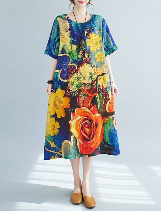 ボタニカルアート風ワンピース
