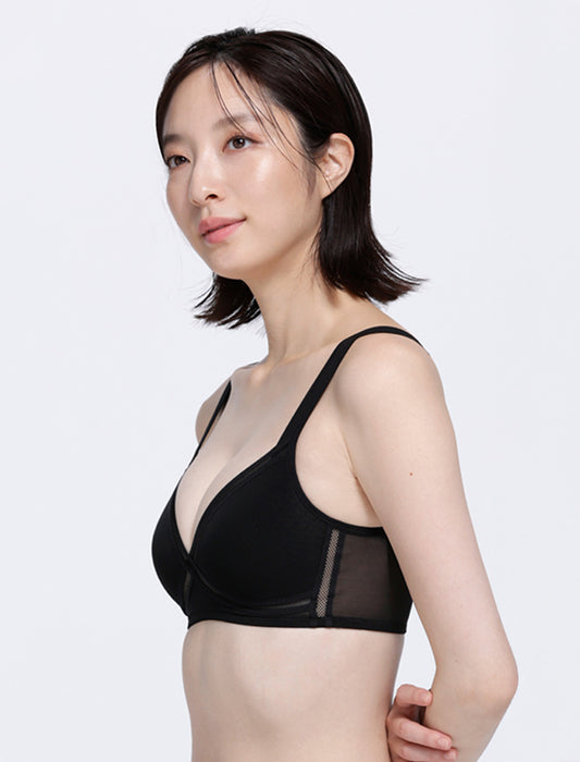 クロスメッシュ　ハーフトップ　 ノンワイヤー ブラ　