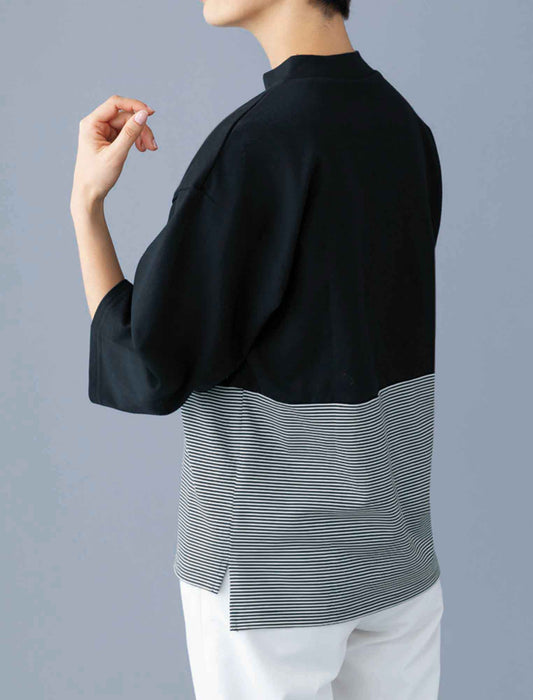 【受注】ボーダー切替えコットンプルオーバー