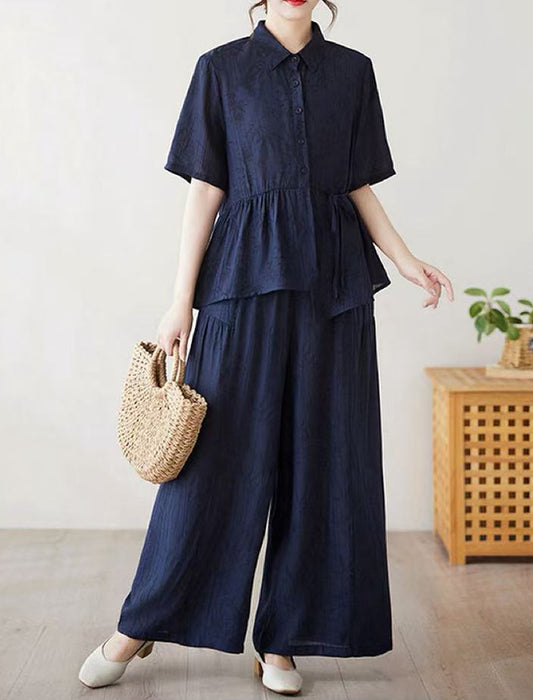 透かし柄カシュクール風セットアップ