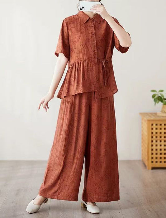 透かし柄カシュクール風セットアップ