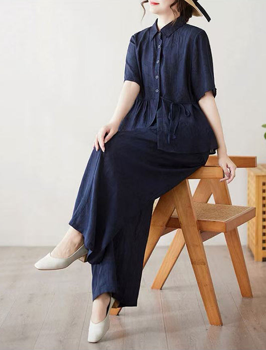 透かし柄カシュクール風セットアップ