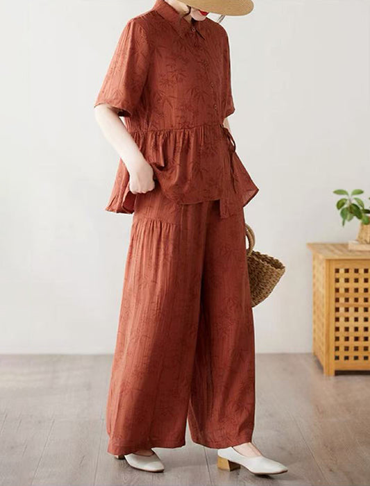 透かし柄カシュクール風セットアップ