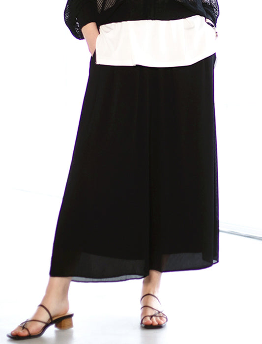 ＜SPECCHIO＞クリスタルプリーツシフォンワイドパンツ