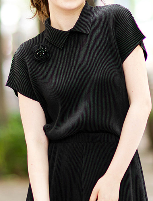 ＜SPECCHIO＞シャトルプリーツ 襟付きブラウス