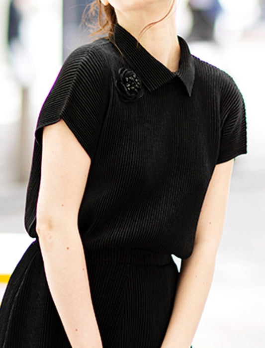 ＜SPECCHIO＞シャトルプリーツ 襟付きブラウス