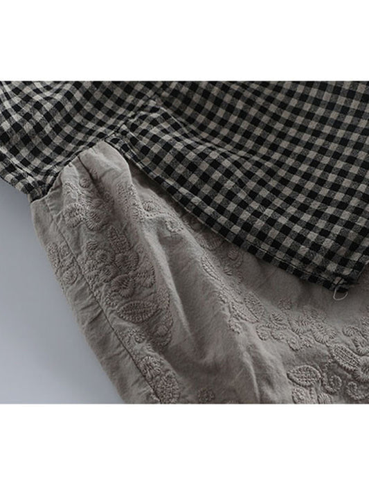 ギンガムレースデザイントップス　