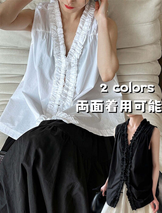 花びら襟前後2WAYブラウス_