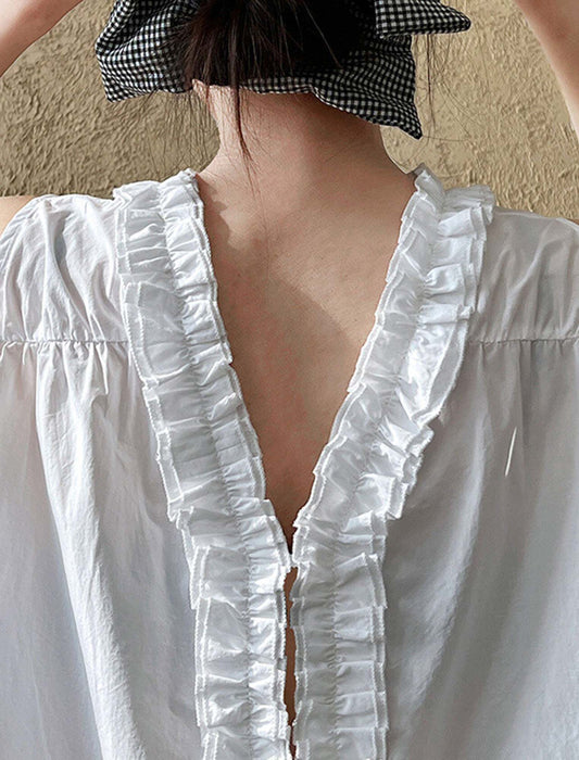 花びら襟前後2WAYブラウス_